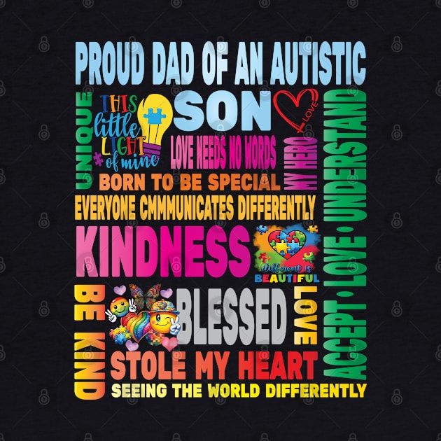 Autism Proud Dad Father Son Love Autistic Kids Autism Awareness Family by Envision Styles